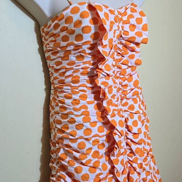 Rickie Freeman Teri Jon Polka Dot Ruched Mini Dress Ruffle Sweetheart 80s 90s - Picture 9 of 13